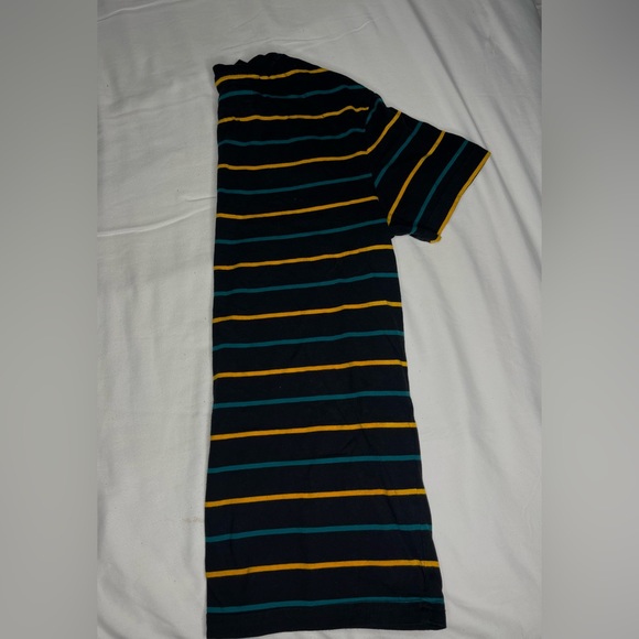Guess Originals T-shirt Size L Slim Fit Striped Black Green Yellow Vintage - Picture 2 of 3